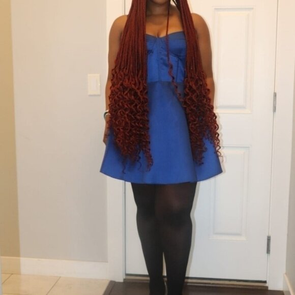 B. Smart Sweetheart Neck Flare Dress. Blue Size 13 - Picture 8 of 9